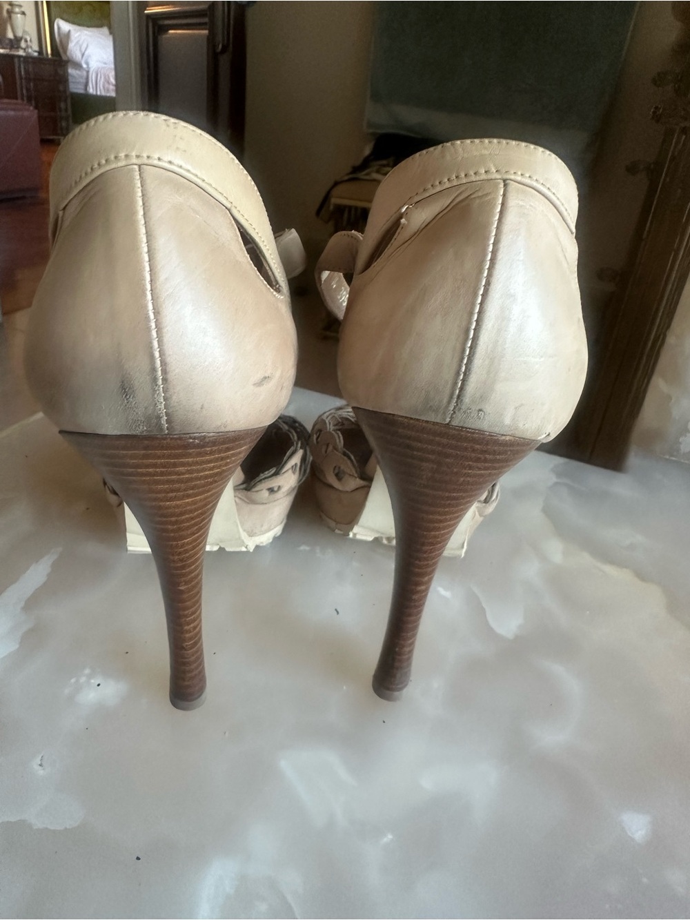 Barbara Bui Black & White Leather Platform Sandals – Size 10 - Picture 3 of 4